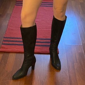 Vintage J Crew Knee High Leather Black Boots 9